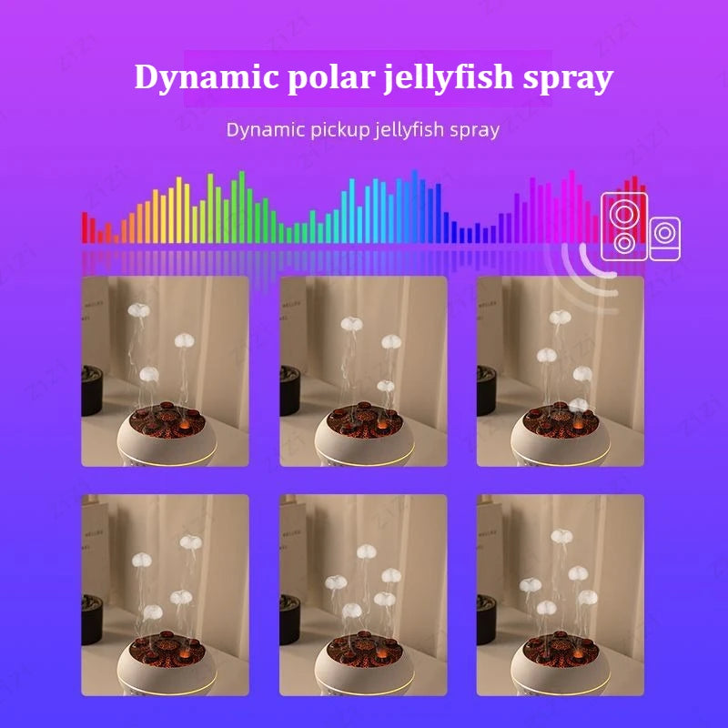 Dynamic Rainbow Jellyfish Essential Oil Diffuser - 250ml Ultrasonic Humidifier with Advanced Porous Atomization Technology