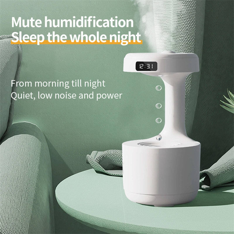 Anti-Gravity Humidifier with Clock and Backflow Aroma Diffuser - Large Capacity Mute Household Sprayer for Office and Bedroom