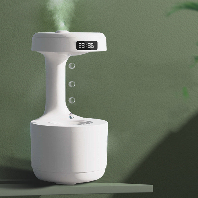 Anti-Gravity Humidifier with Clock and Backflow Aroma Diffuser - Large Capacity Mute Household Sprayer for Office and Bedroom