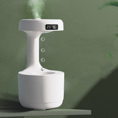 Anti-Gravity Humidifier with Clock and Backflow Aroma Diffuser - Large Capacity Mute Household Sprayer for Office and Bedroom