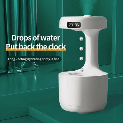 Anti-Gravity Humidifier with Clock and Backflow Aroma Diffuser - Large Capacity Mute Household Sprayer for Office and Bedroom