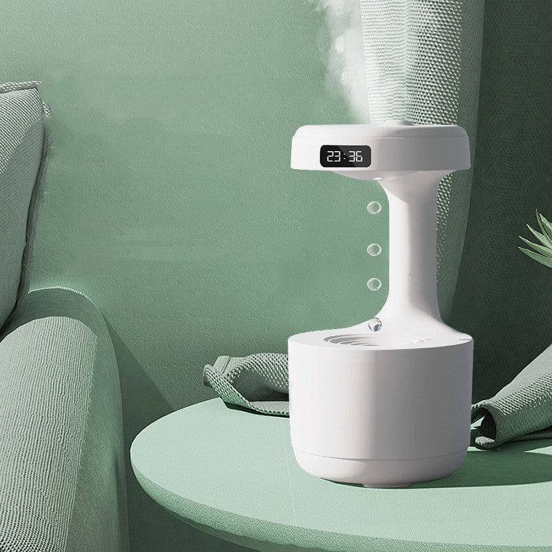 Anti-Gravity Humidifier with Clock and Backflow Aroma Diffuser - Large Capacity Mute Household Sprayer for Office and Bedroom