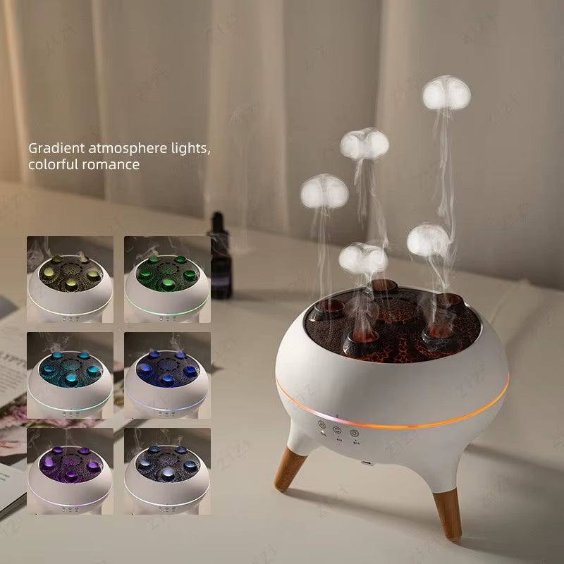 Dynamic Rainbow Jellyfish Essential Oil Diffuser - 250ml Ultrasonic Humidifier with Advanced Porous Atomization Technology