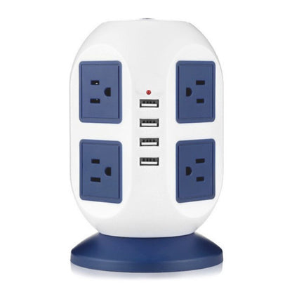 8-Outlet Surge Protected Tower Power Strip with 4 USB Ports and UK Mains Plug