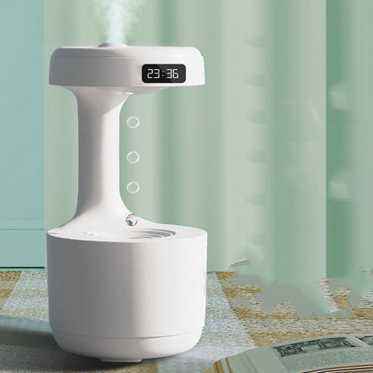 Anti-Gravity Humidifier with Clock and Backflow Aroma Diffuser - Large Capacity Mute Household Sprayer for Office and Bedroom
