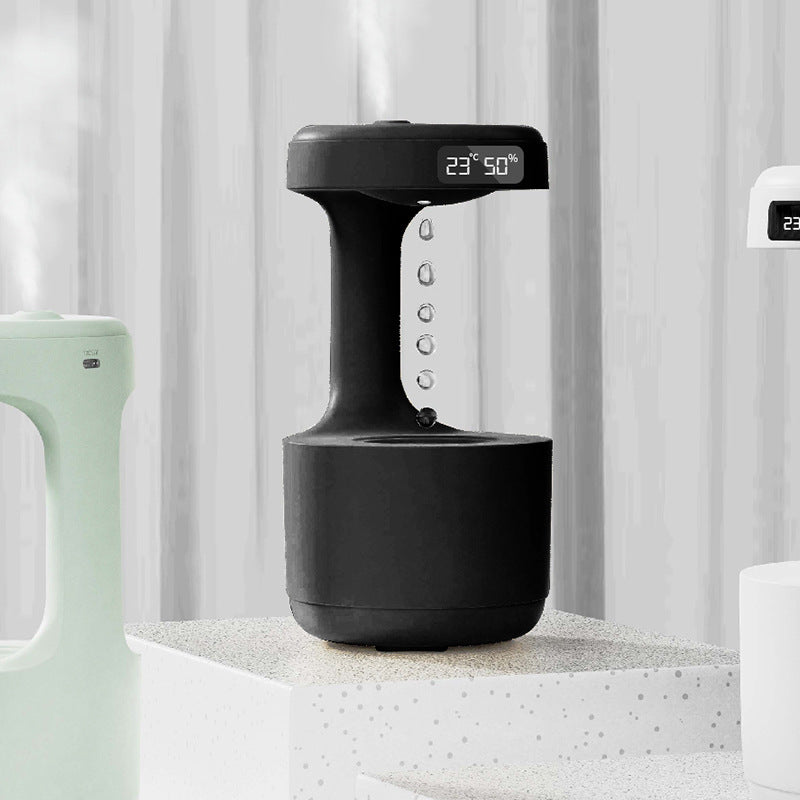 Anti-Gravity Humidifier with Clock and Backflow Aroma Diffuser - Large Capacity Mute Household Sprayer for Office and Bedroom