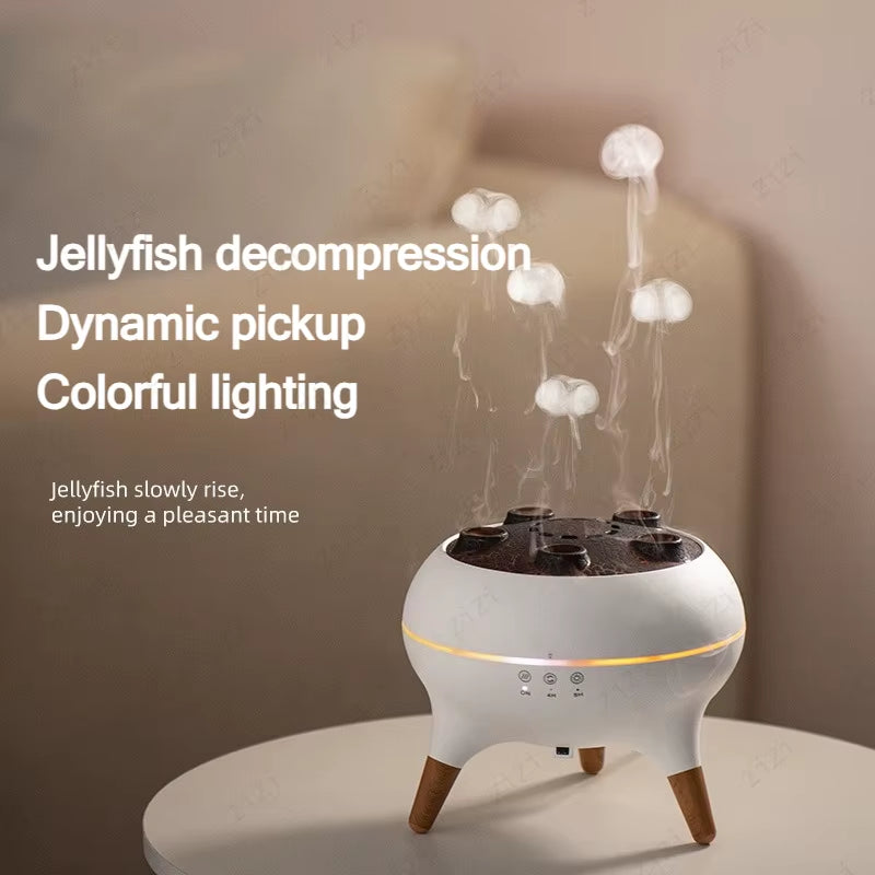 Dynamic Rainbow Jellyfish Essential Oil Diffuser - 250ml Ultrasonic Humidifier with Advanced Porous Atomization Technology