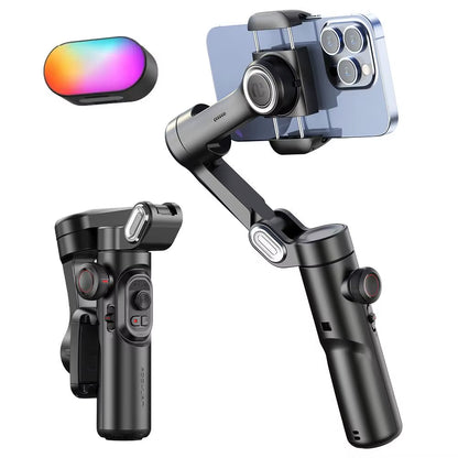 3-Axis Handheld Gimbal Stabilizer for Smartphones with Integrated Fill Light and Face Tracking for Vlogging - Compatible with iPhone and Android