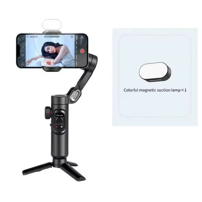 3-Axis Handheld Gimbal Stabilizer for Smartphones with Integrated Fill Light and Face Tracking for Vlogging - Compatible with iPhone and Android