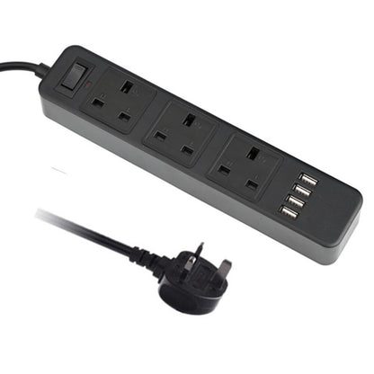8-Outlet Surge Protected Tower Power Strip with 4 USB Ports and UK Mains Plug