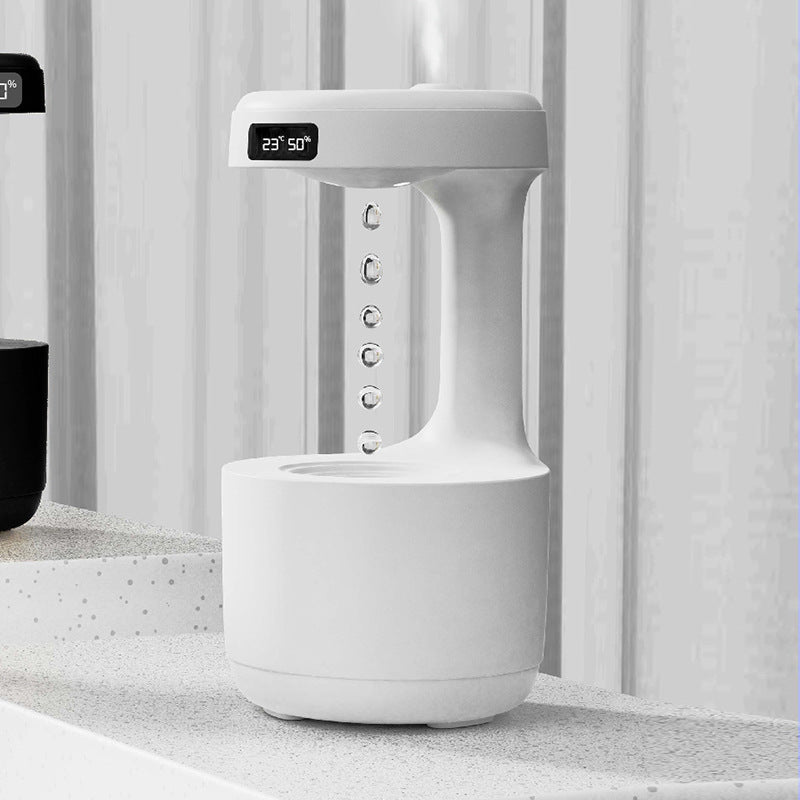 Anti-Gravity Humidifier with Clock and Backflow Aroma Diffuser - Large Capacity Mute Household Sprayer for Office and Bedroom