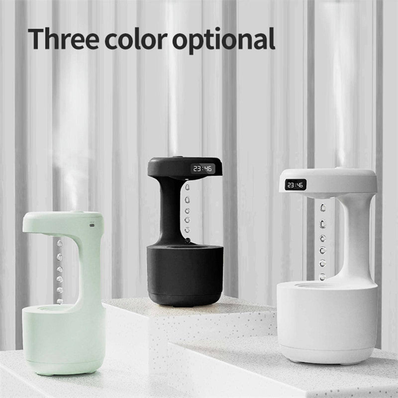 Anti-Gravity Humidifier with Clock and Backflow Aroma Diffuser - Large Capacity Mute Household Sprayer for Office and Bedroom